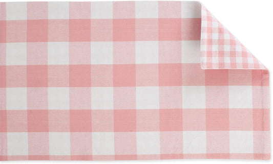 DII Gingham Check Tabletop Collection, Pink, Table Runner, 14x72