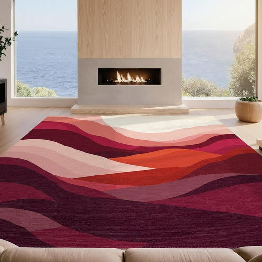 Design&I 8'x10' Smooth Finish Abstract Abstract Foldable Mat, Blush Pink for Dining Room, Large Office, Lounge, Snag-Free Chair-Friendly Large Carpet | 2136977