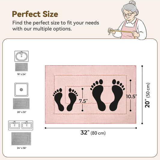 GRANNY SAYS Pink Bathroom Rugs Non Slip Washable, 20x 32, Soft Bath Mats for Bathroom, Microfiber Shag Rug, Absorbent Bath Floor Mat, Small Bath Rug for Shower, Tub