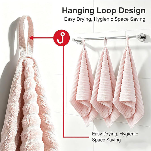4PCS Pink Microfiber Hand Towels for Bathroom Christmas Decorations Quick Dry Small Towel Set Bathroom Kitchen 14 x29.6inch