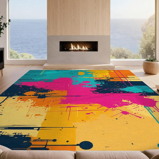 Design&I 4'x6' Smooth Finish Abstract Abstract Washable Mat, Pink for Dorm Room, Small Living Room, Apartment, Flatweave & Snag-Free Daily Traffic Ready Throw Rug | 2092739