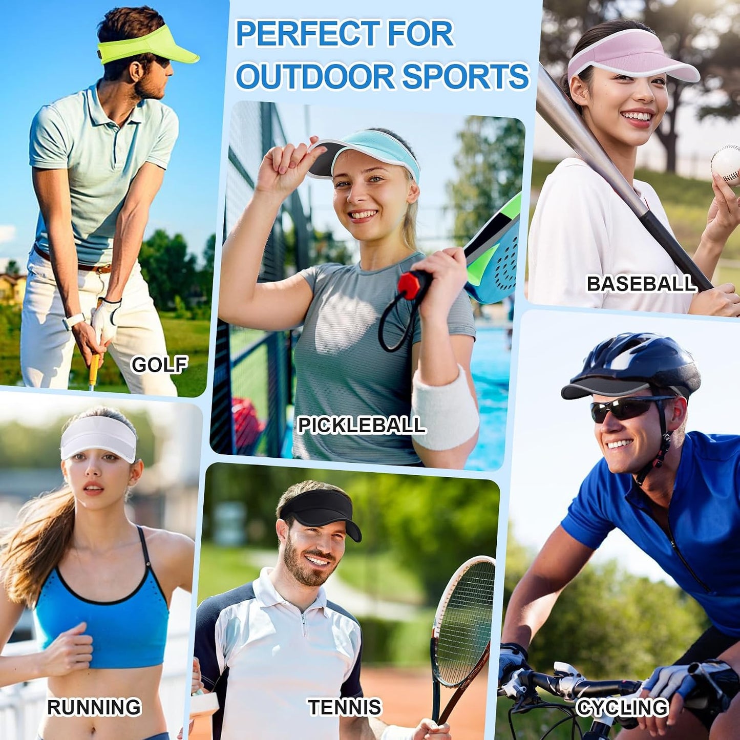Sports Sun Visor for Women Men Lightweight Packable Soft Quick-Dry Visor Hat for Running, Tennis, Golf