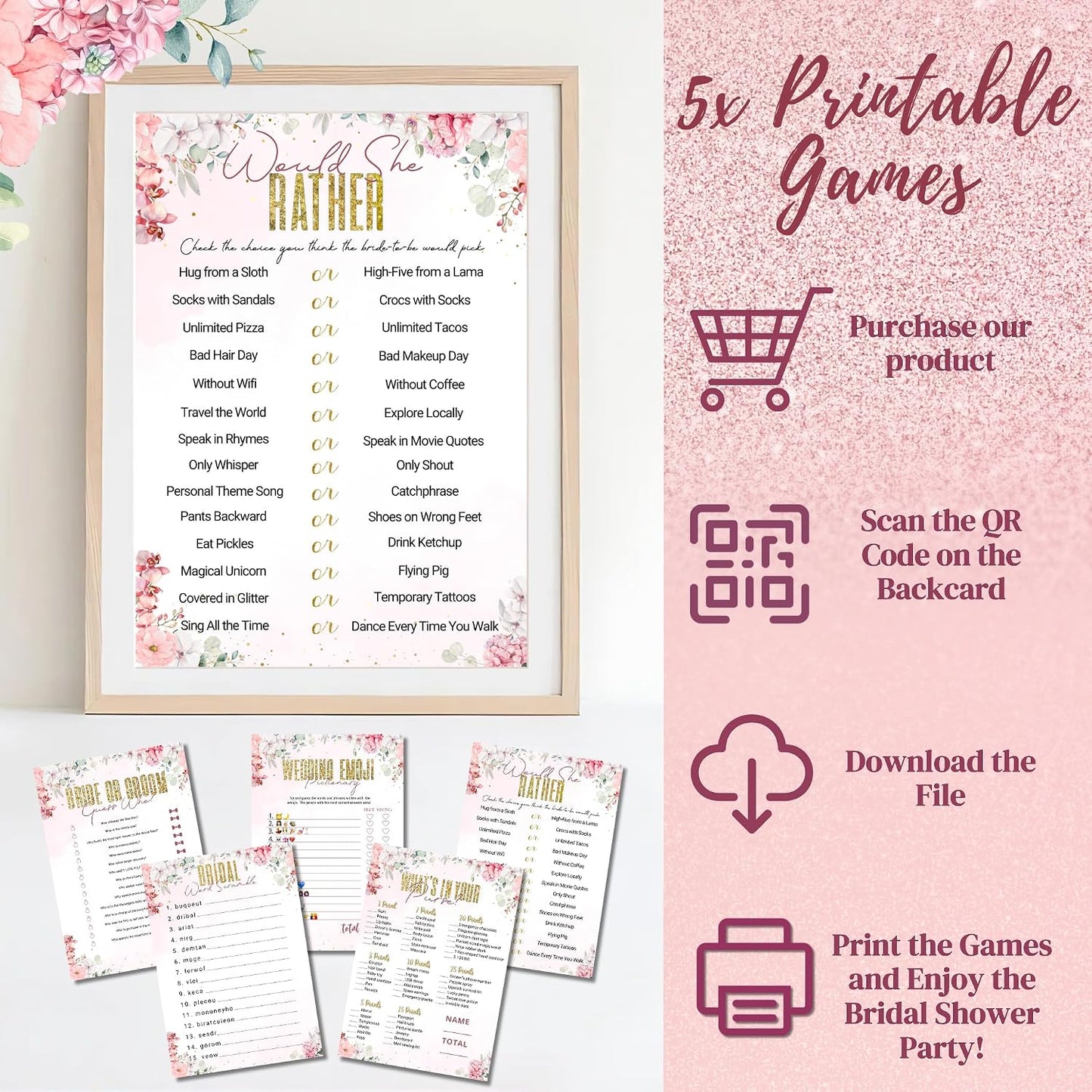 189 Pc Rose Gold Bridal Shower Decorations Kit – Bachelorette Party Set | Oxford-cloth backdrop, balloon arch, Bride-to-Be sash/veil/tiara, 12 photo props, foil balloons + printable games