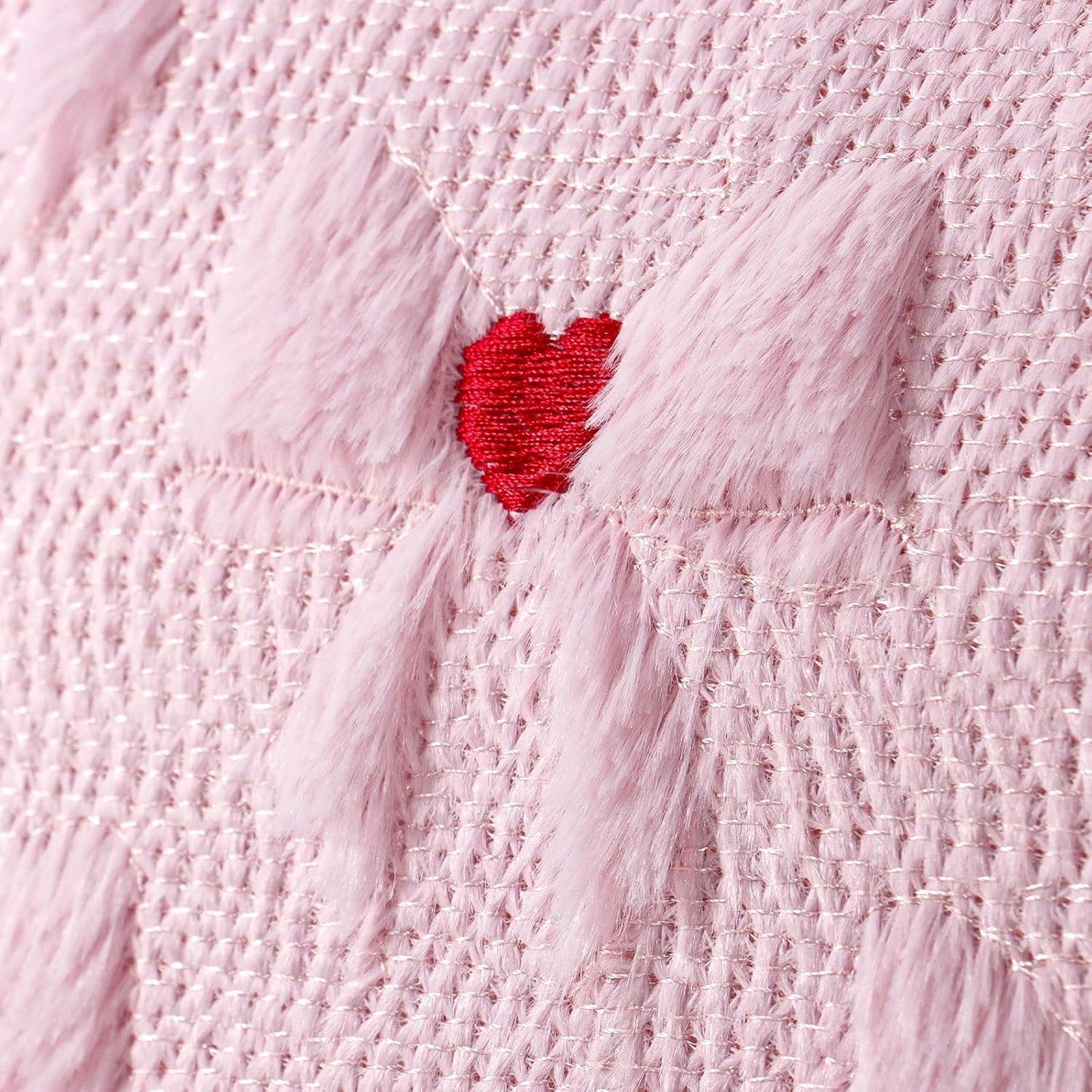 LOMOHOO Pink Bow Pillow Covers Set of 2 Coquette Room Decor Faux Fur Soft Plush Cute Girl Bowknot with Heart 18x18in Decorative Pillowcase for Bed Sofa Couch Preppy Room Decor
