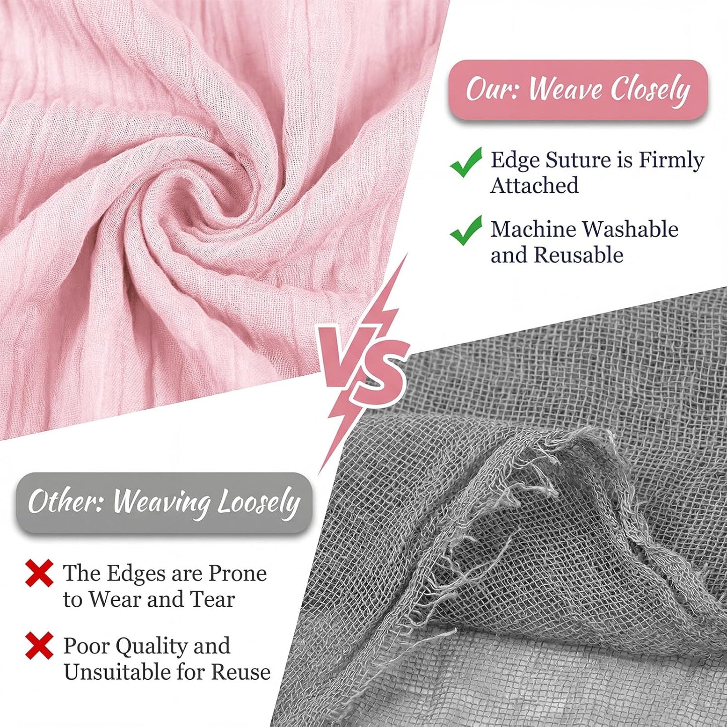 10 Pack Light Pink 17 x 108 Inch Cheesecloth Table Runner - Boho Gauze Sheer Fabric for Wedding Baby Shower Party Home Decor