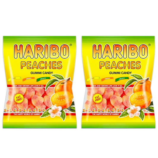 Haribo Peaches Gummi Candy 4 oz bag (2 bags 8 oz total)