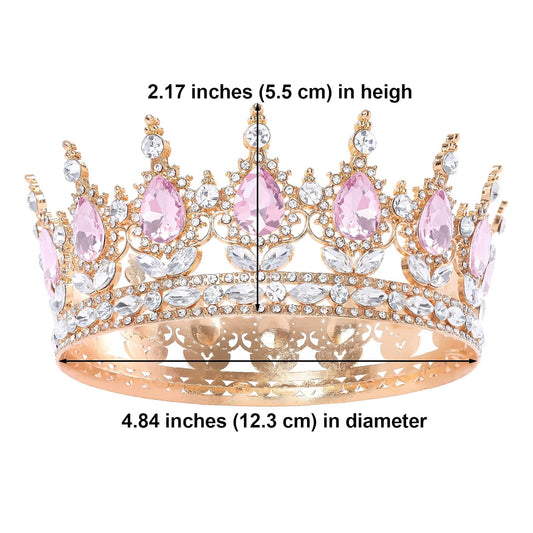Pink Queen Crown for Women Crystal Tiara for Women Rhinestone Wedding Headband for Bride Hair Accessories for Costume Birthday Party Prom Gifts