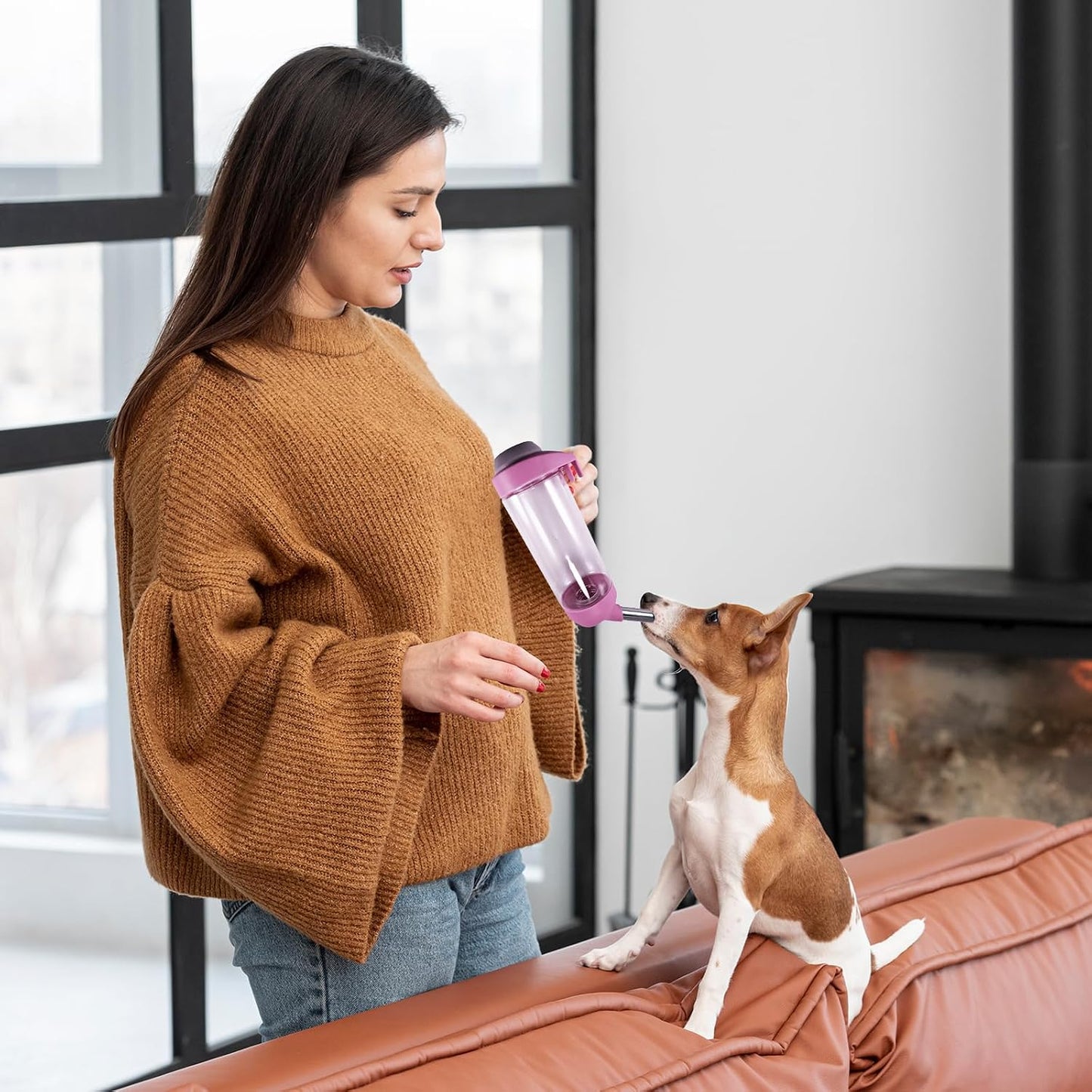 Dog Crate Water Bottle Dispenser - No Drip Dog Kennel Water Dispenser & Cage Bottle - Easy-to-Use Water Bottle for Cat Crate - Perfect for Keeping Your Pet Hydrated (Pink)-350ML