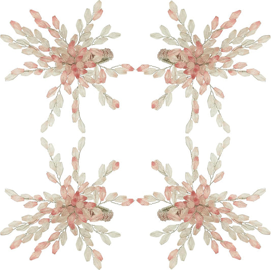 Beaded Flower Napkin Rings (Set of4)