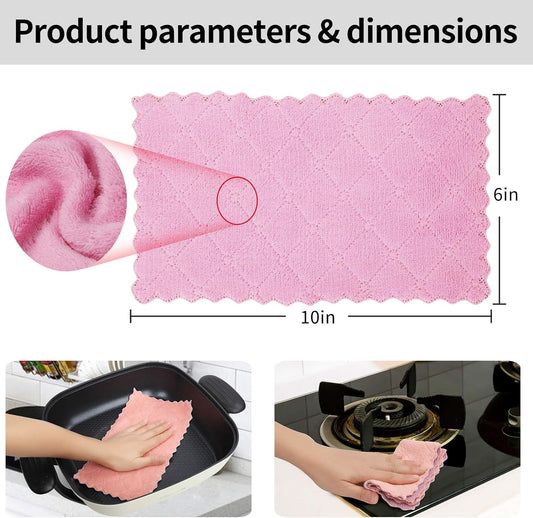 GADIEDIE 20 Pack Kitchen Dish Cloths Dish Towels,Super Absorbent Coral Fleece Cloth,Premium Cleaning Cloth,Nonstick Oil Washable Fast Drying Dish Rags for Clean Table,Dish,Glass(5Colors 6"x10")