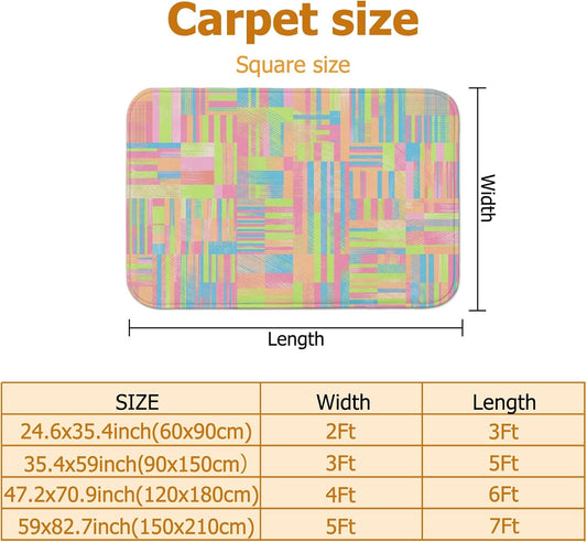 Stripes Area Rug, Modern Contemporary Blocks Lines Spring Peach Low Pile Sponge Carpets Fade Resistant Home Aesthetic Rugs for Living Room Bedroom Hallway Office Decor 4' X 6'