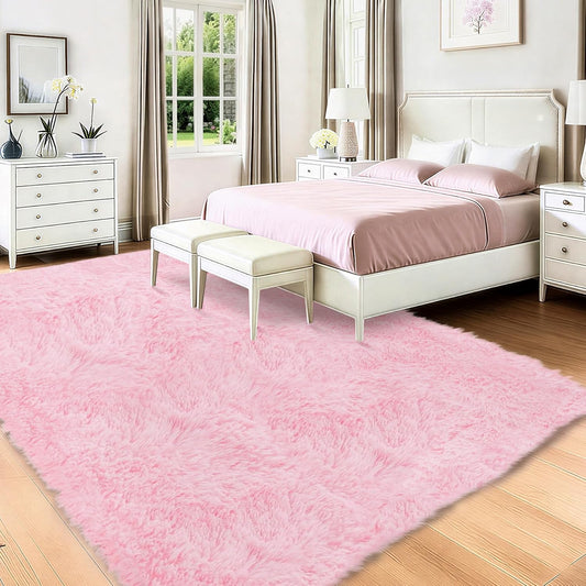 8x10 Area Rugs for Living Room: Soft Pink Fluffy Rug Shag Washable Rug Plush Fuzzy Indoor Carpet for Bedroom Nursery Playroom Girls Boys Kids Room (Pink, 8'x10')