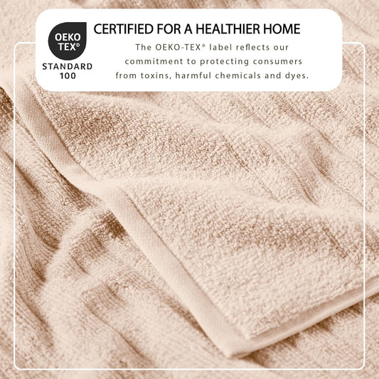 Great Bay Home Bath Towel Set - 100% Cotton 6 Piece Towel Set - Absorbent & Quick-Dry Towels for Bathroom (Pink Sand)