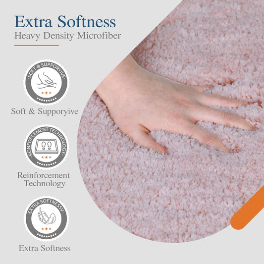 Walensee Bathroom Rug Non Slip Bath Mat (16 x 24, Dusty Pink) Water Absorbent Soft Microfiber Shaggy Mat Machine Washable Thick Plush Rug for Shower
