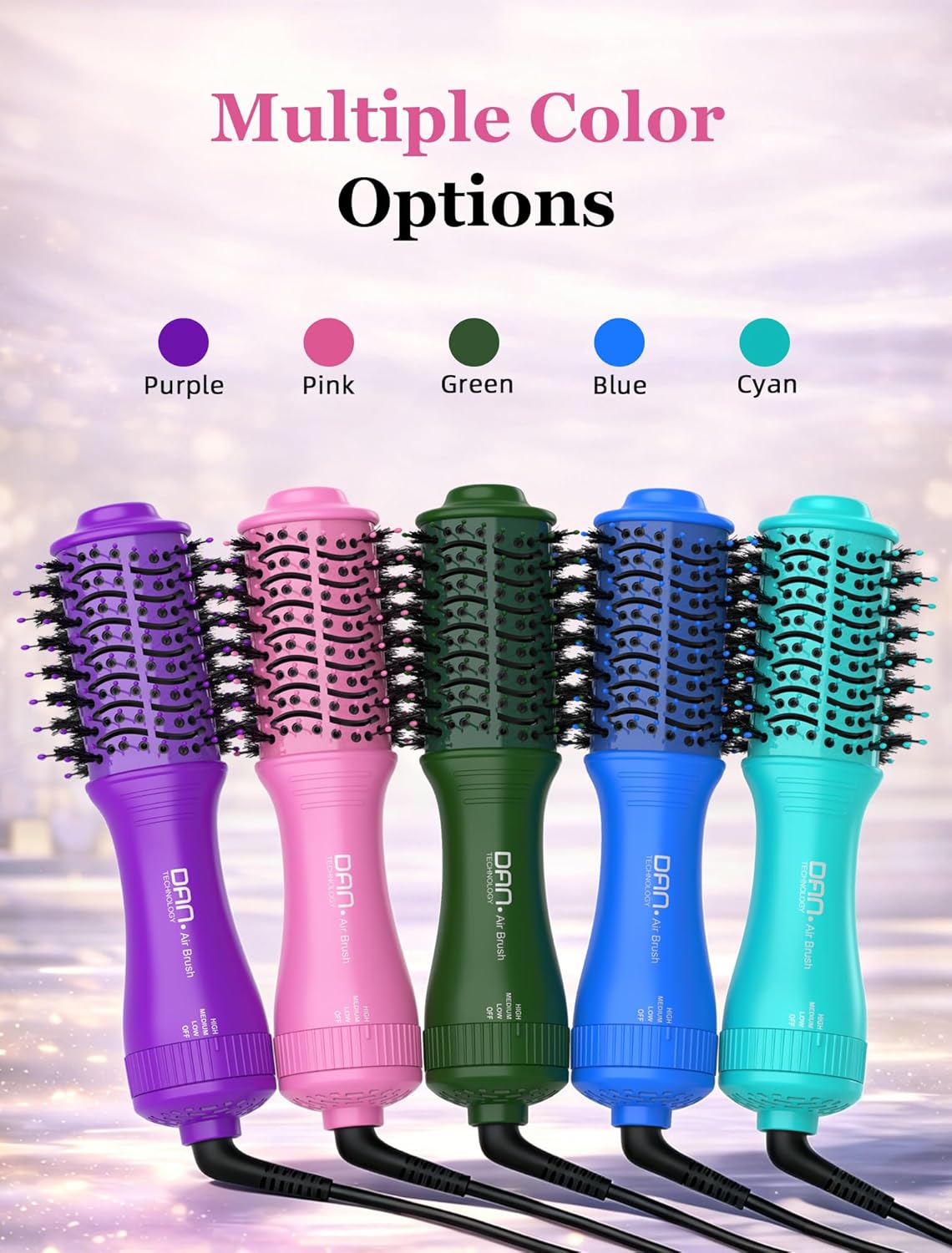 Mini Travel Ceramic Blow Dryer Brush for Short to Medium Hair, 2 Inch Oval Styling Hot Air Brush with 3 Heat Settings, Lightweight Volumizing & Smoothing Tool, 120V, Pink