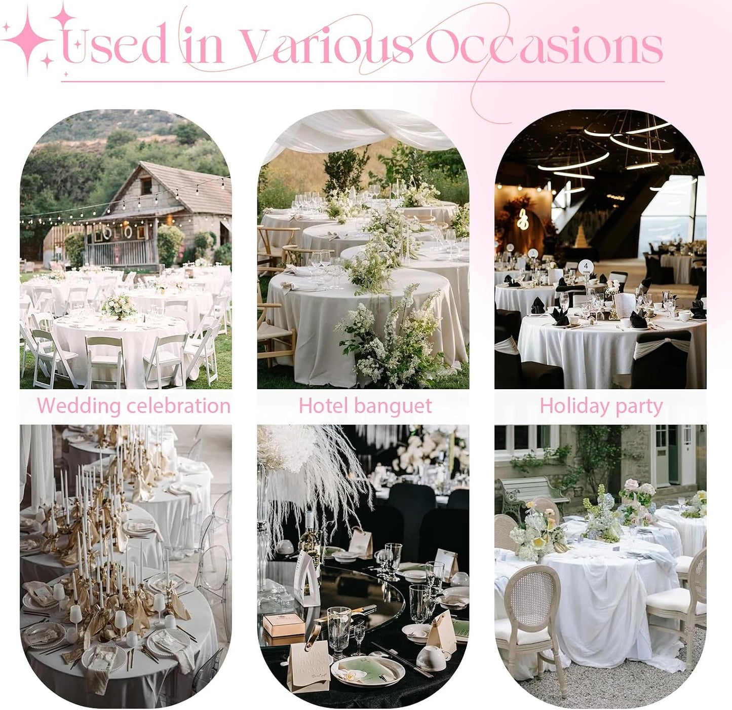 KKJIAF 4 Pack 120 Inch Round Tablecloth Satin Light Pink Tablecloth, Silky Satin Round Table Cover Dining Table Cloth for Wedding, Party, Banquet, Restaurant, Formal Events