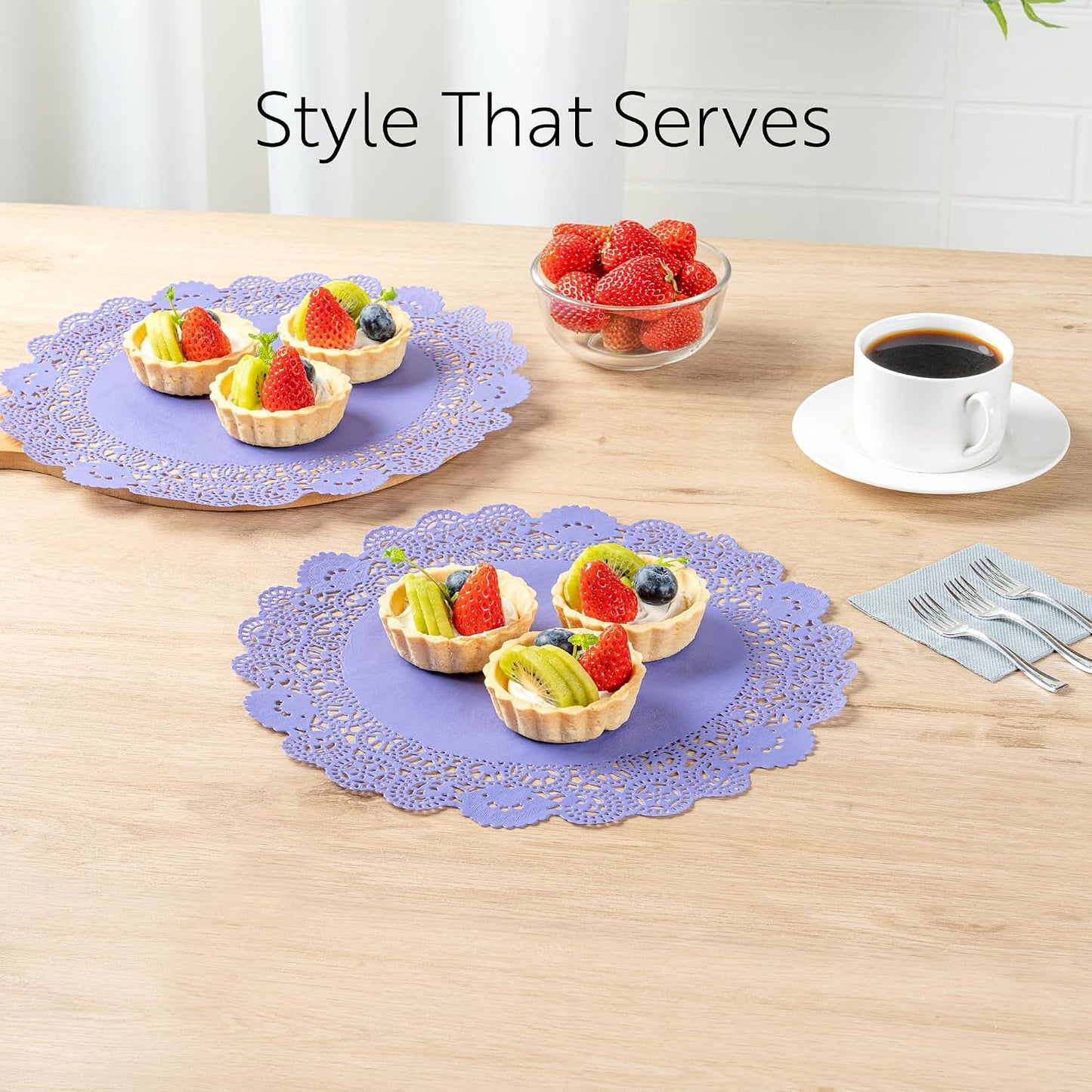 Restaurantware Pastry Tek 4 x 4 Inch Lace Doilies 100 Decorative Tableware Placemats - Disposable Round Pink Paper Table Doilies For Birthdays Or Weddings Table Decor