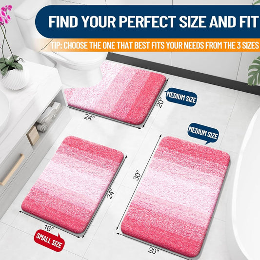 OLANLY Bathroom Rug Mat 24x16, Extra Soft and Absorbent Microfiber Bath Rugs, Non-Slip Plush Shaggy Bath Carpet, Machine Wash Dry, Bath Mats for Bathroom Floor, Tub and Shower, Pink