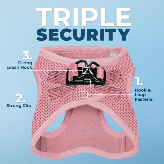 Best Pet Supplies Voyager Step-in Air Harness - All Weather Mesh, Reflective, No Pull Harness for Dogs, Cats - Secure with Hook & Loop Fastener, Buckle, Double D-Rings - Pink, S