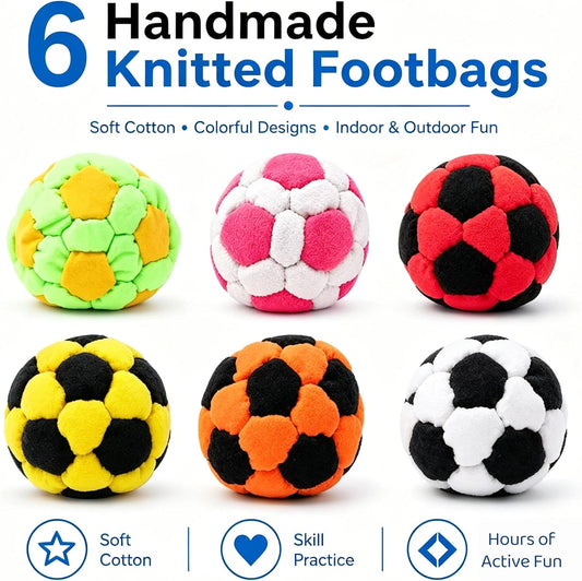 Hacky Footbag Juggling Balls, Soft Plush Sand Filled Hacky for Kids Adults, Coordination Training Soccer Sack Bags, Indoor Outdoor Sports Game Toy, Stress Relief