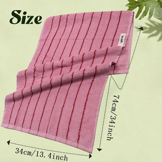 Pink and Red Striped Towels 2 Pack Cotton Soft Bathroom Towels Classical Striped Hand Towels for Spa Shower Gym Kitchen Lighter & Quick Dry, Rose Pink, 14 x 30 Inch