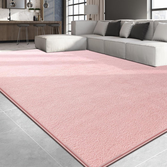 Large Area Rugs for Living Room Bedroom, 4x6 Feet Pink Rug, Minimalist Modern Shag Rug, Soft Thick Comfy Memory Foam Indoor Carpet, Non-Slip Washable Rug for Boys Girls Dorm Nursery Room Home Decor
