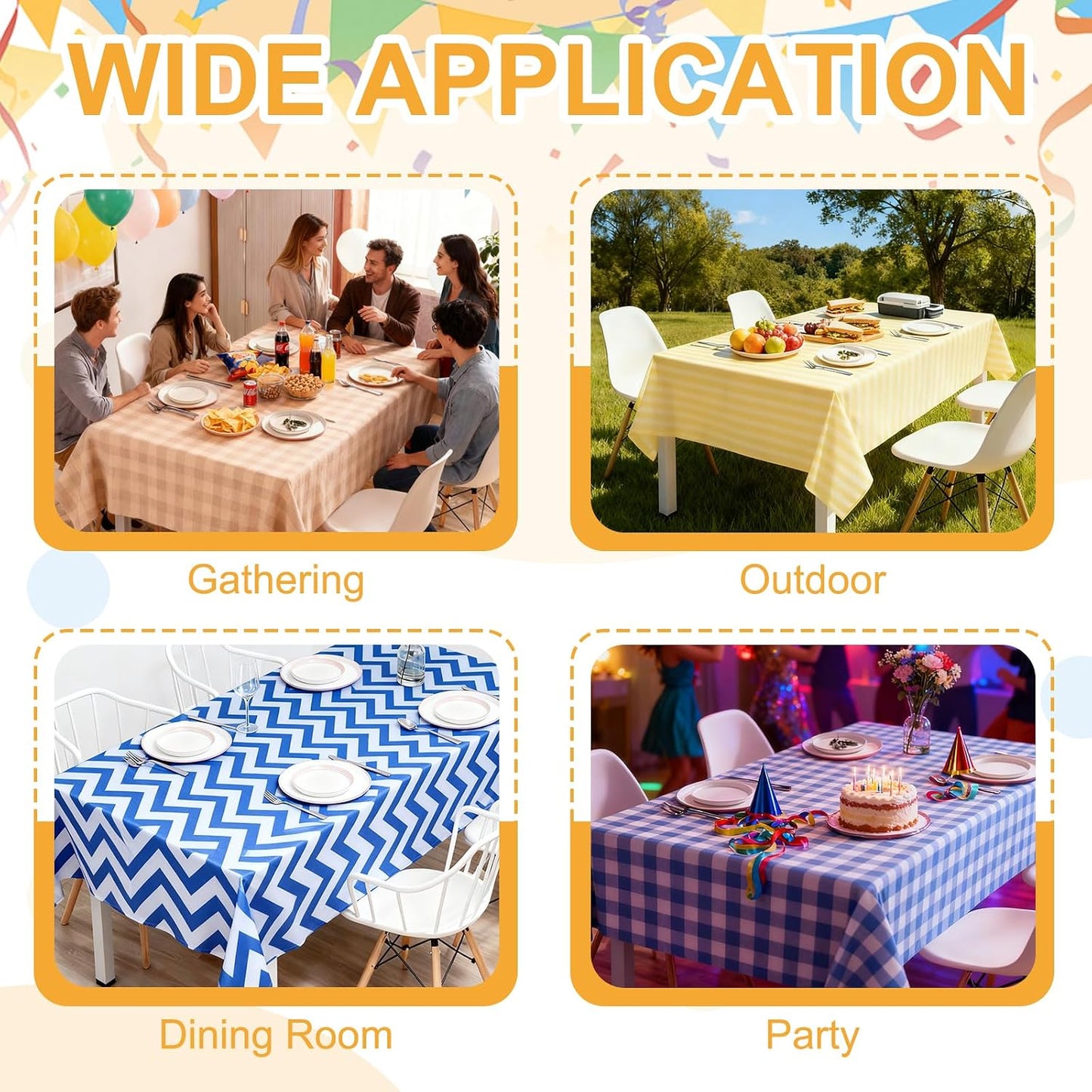 uxcell 3Packs Pink and White Striped Table Cloths 54 x 108 Inches Rectangle Plastic Tablecloth Waterproof Table Cover for Dining Birthday Party Kitchens Picnic