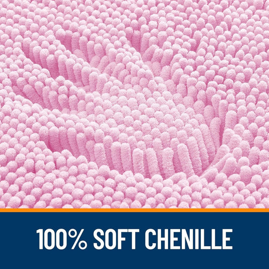 OLANLY Bathroom Rugs Sets 3 Piece, Soft Absorbent Chenille Bath Mats and U-Shaped Contour Toilet Rug, Quick Dry, Home Decor Accessories, Bath Mat Set for Bathroom (30"x20"+24"x16"+24"x20", Pink)