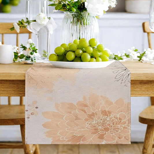 HOMETITUTE Spring Table Runner 13x72 Inch Burlap Farmhouse Table Decor with Pink Peach Gray Watercolor Floral Pattern Rustic Burlap Table Runner for Dining Kitchen Home