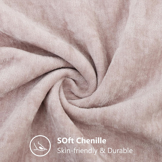 decorUhome Chenille Blush Pink Summer Throw Pillow Covers 12x20 Inch Set of 2, Decorative Soft Couch Pillow Covers Solid Dyed Accent Farmhouse Neutral Rectangle Pillow Cases for Sofa