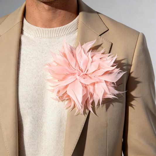 Brooches and Pins for Women Men Large Feather Flower Brooch Prom Jewelry Accessorie Oversized Floral Lapel Pins Wedding Bridesmaid Dress Costume 5.9inch