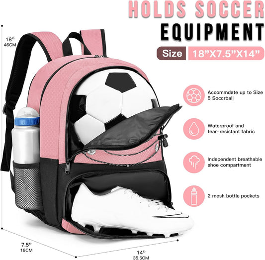 Hsmihair Youth Soccer Bag-Soccer Backpack&Backpack for Football Basketball,with Ball Compartment Separate Cleat Package