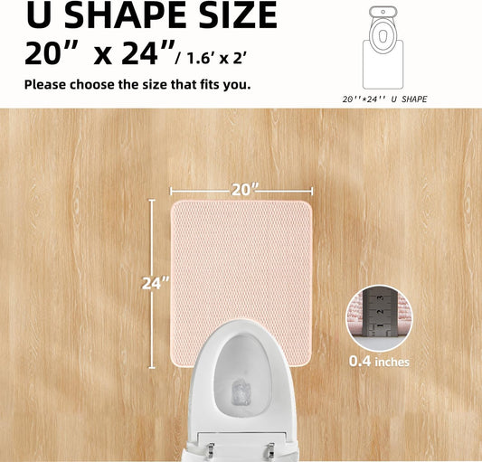 TYUU Toilet Rug, Thin Toilet Rugs U Shaped Washable Non Slip Absorbent Quick Dry Low Pile Toilet Mat, Pink 20"x24" U Shape