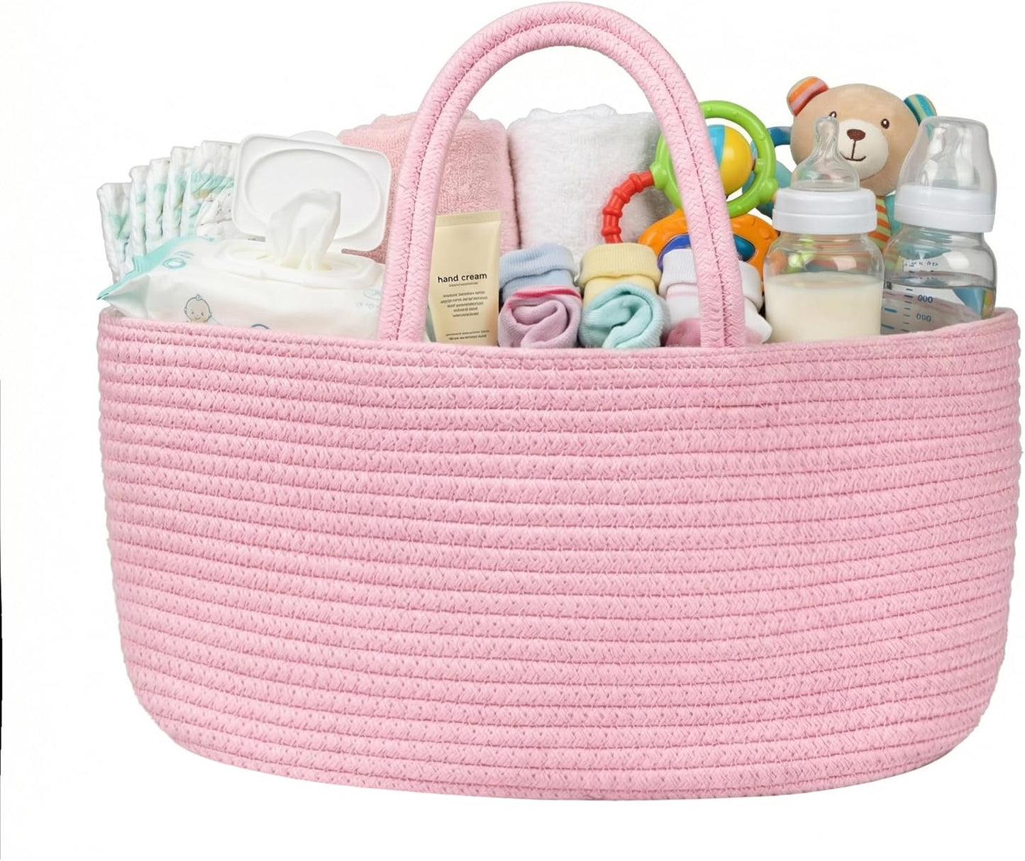 Mr. Pen- Baby Diaper Caddy Organizer, Pink, Rope Nursery Storage Bin and Car Organizer, Portable Holder Tote Bag for Changing Table, Travel, Baby Shower Gifts, Newborn Essentials