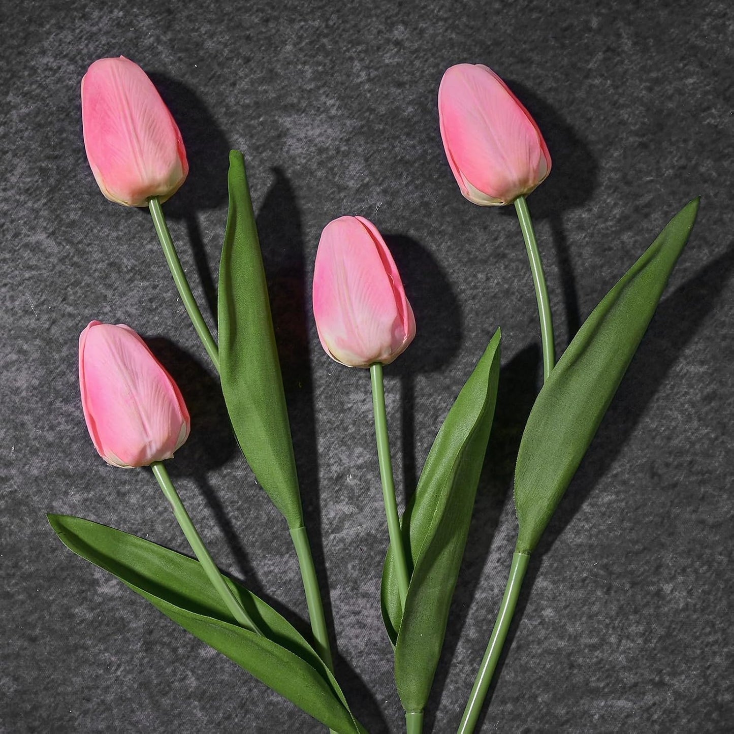 Yastouay 12-Pack Pink Tulips Artificial Flowers, Real Touch Latex Faux Tulips with Large Full Buds, Lifelike Vibrant Fake Tulips Bouquet for Spring Wedding Home Décor, Table & Party Centerpiece