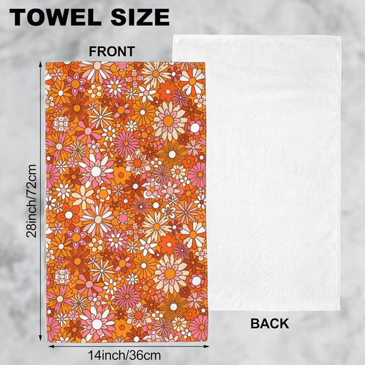 Orange and Pink Flowers Hand Towel for Bathroom Set of 2 Hand Bath Towels Soft Absorbent Decorative Towels for Bathroom Kitchen Yoga Home Decor 14 x 28 in