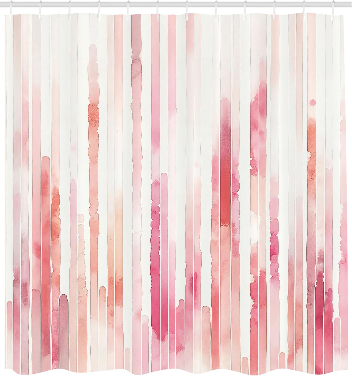 Ambesonne Striped Shower Curtain, Abstract Contemporary Soft Tones of Pink in Aquarelle Vertical Lines Print, Cloth Fabric Bathroom Decor Set with Hooks, 69" W x 70" L, Blush Coral Peach