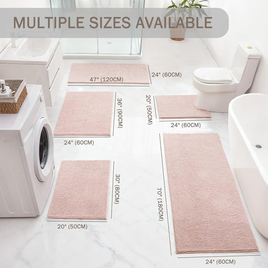 Exclusivo Mezcla Bathroom Rugs Mat 20x30, Extra Soft Absorbent Chenille Bath Rugs Mat, Quick Dry, Machine Washable Bath Mats for Bathroom Floor, Shower, Home Decor, Pink
