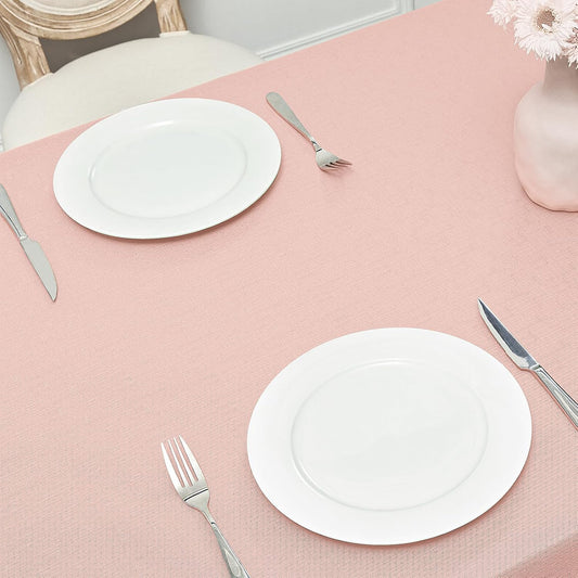 Veblandy Rectangle 4 Feet Tablecloth 52x70 inch Linen Textured Table Cloth Stain and Wrinkle Resistant Washable Polyester, Decorative Table Cover Waterproof for Dining, Buffet and Camping, Pink