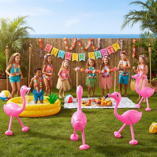Yaomiao 6 Pieces Flamingo Pool Party Decorations, 22'' Inflatable Pink Flamingos Props Toys for Tropical Hawaiian Luau Birthday, Bachelorette Summer Beach Pool Decor, Yard Lawn Party Supplies