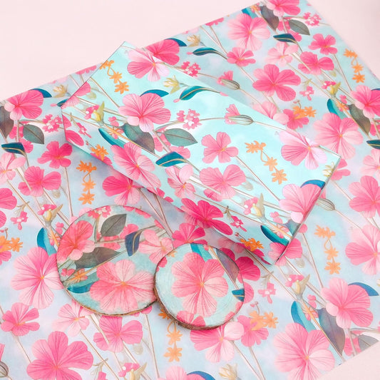 Hi Sasara 60 Sheets Floral Tissue Paper Bulk, 14 x 20 inch, Colorful Floral Printed Tissue Paper for Gift Bags, Home Decoration, Wedding, Birthday, Holiday Party (Pink)