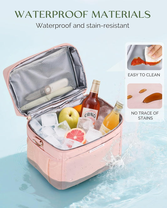 HOMESPON Lunch Box for Women Men - Insulated Lunch Bag Waterproof Lightweight Cooler Bag for Work, Picnic, Travel (Medium, Pink)