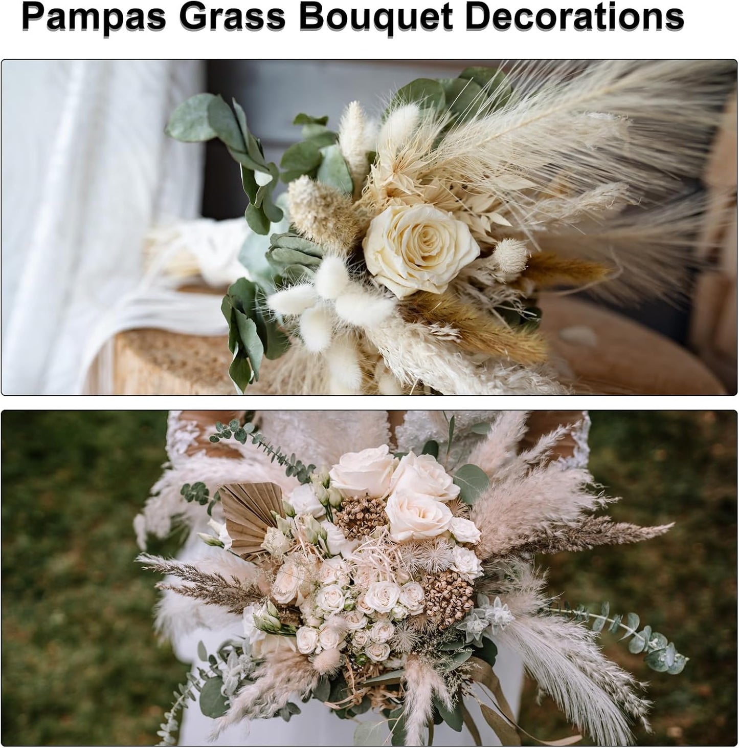 MECCANIXITY 6 Pcs Faux Pampas Grass, 18 Inch Fluffy Pampas Grass Decor Flower Arrangement for Home Wedding Decorations, Light Pink