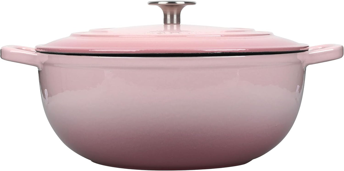 EDGING CASTING Enameled Cast Iron Dutch Oven Pot with Lid for Sourdough Bread Baking, Bread Dutch Ovens, Cooking Pots, 5 Quart, Pink