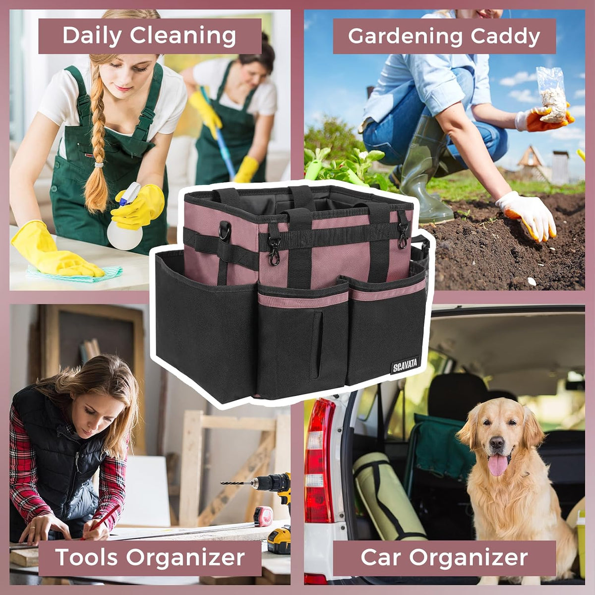 SCAVATA Compact Wearable Cleaning Caddy with Handle & Shoulder Straps