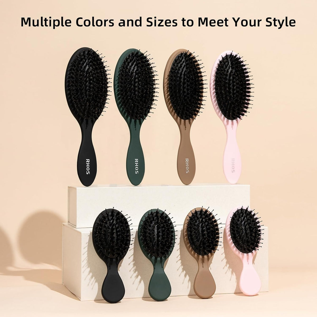 Boar Bristle Hair Brush for Women Men Kid Fine Hair, Pink