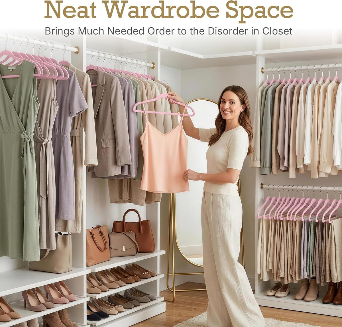 Lt-Pink Velvet Hangers 60 Pack, Premium Non Slip Clothes Hanger