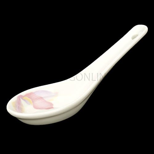 007-08 Chinese Porcelain Soup Spoons with Pink Floral Design, 5¼-Inch Long, 3/4-Ounce, Set of 4