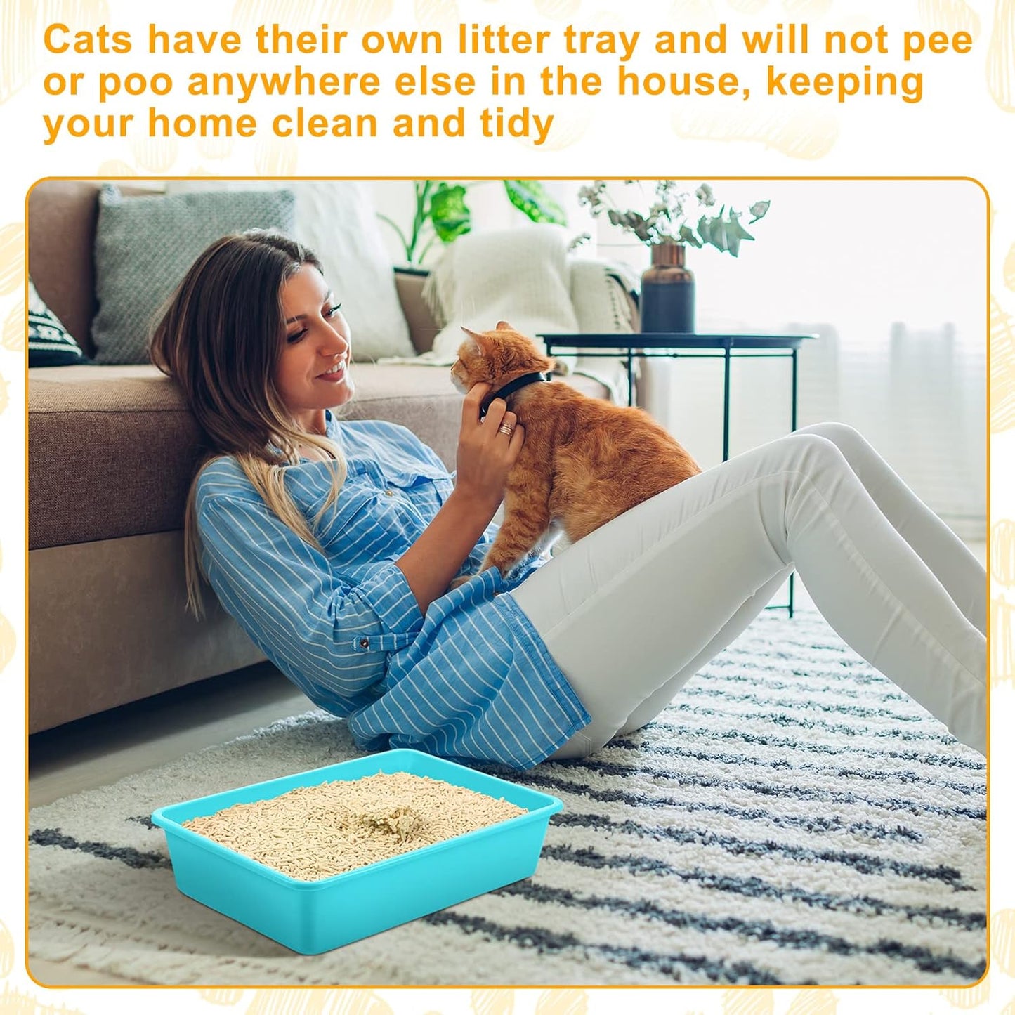 Amyhill 10 Pcs Open Cat Litter Box Kitten Litter Pan with 10 Scooper Medium Plastic Pet Tray Durable Nonstick Kitten Box for Indoor Pets Cats Rabbit Supply Easy to Clean,14.6x10.6x3.4 Inch, 5 Color
