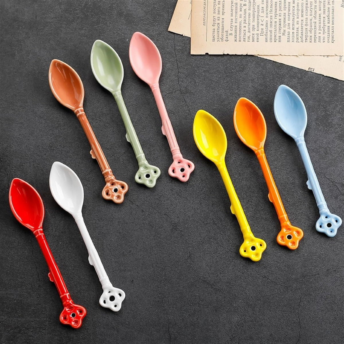 Spoons Set of 4 Demitasse Spoons for Coffee Dessert Tea Ice Cream Ceramics Small Coffee Spoons Ceramic Espresso Spoons Soup Spoons(Pink), ZCL2024